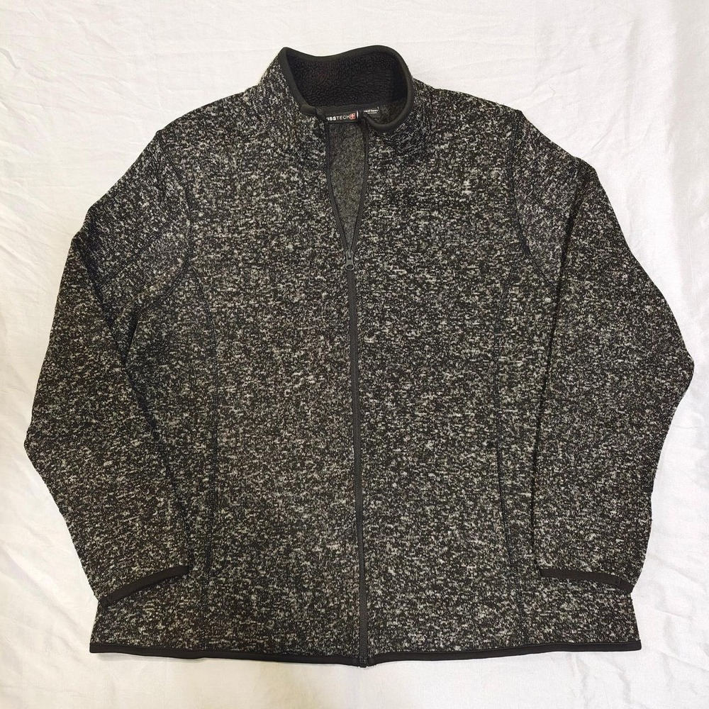 Swiss Tech Mens Greystone Fleece Full Zip Jacket Grey Black STOW47351 XXL